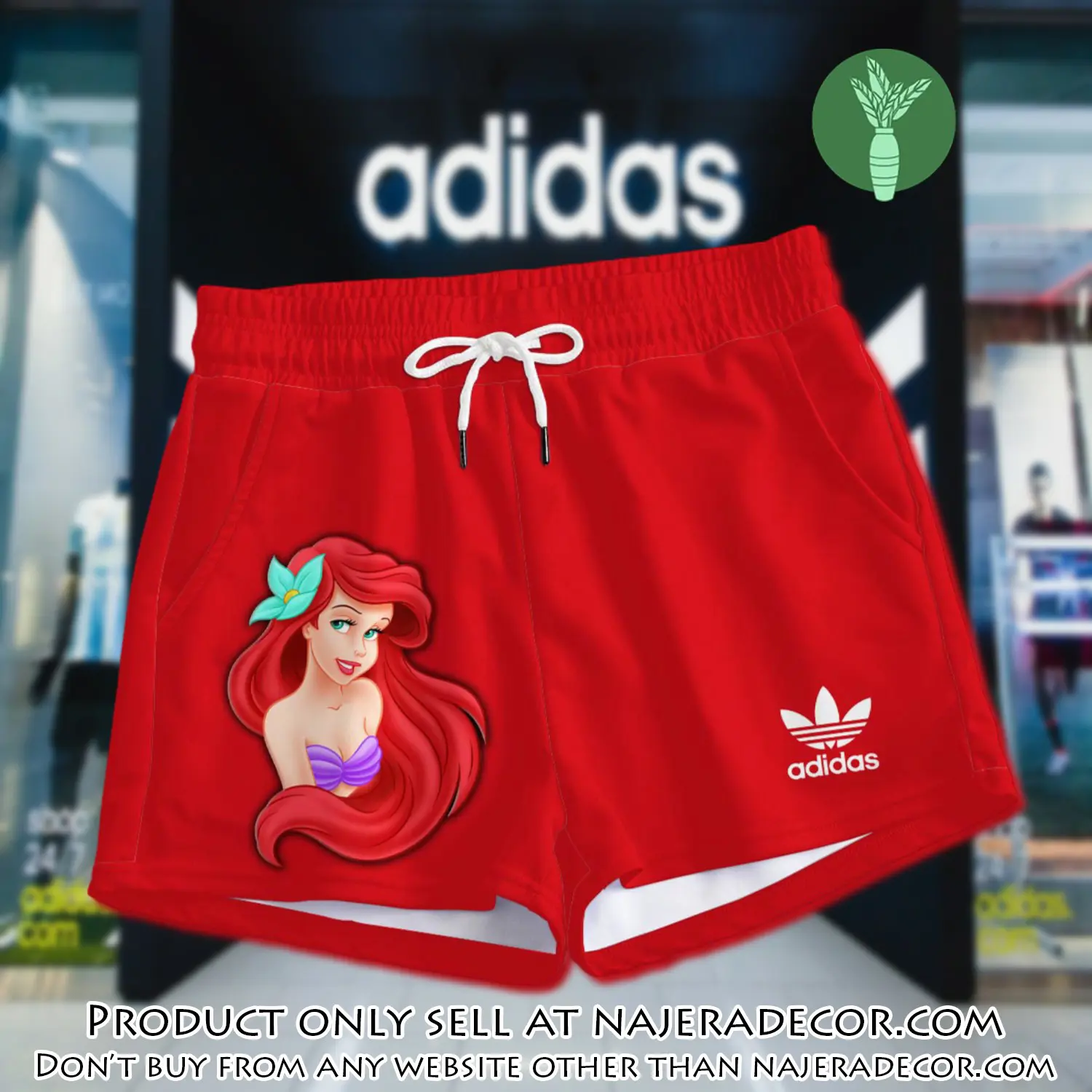Premium ariel princess in adidas women shorts lady beach shorts wms1087 njr3818898